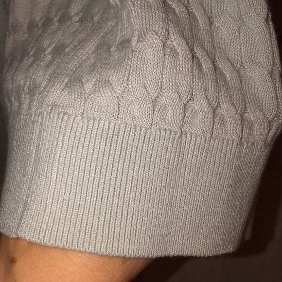 Tommy Hilfiger S Light Gray Silver Cable Knit Light Cotton Crewneck Sweater - Picture 6 of 9
